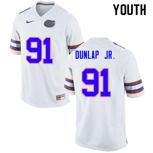 NCAA Florida Gators Marlon Dunlap Jr. Youth #91 Nike White Stitched Authentic College Football Jersey LFO3064QM